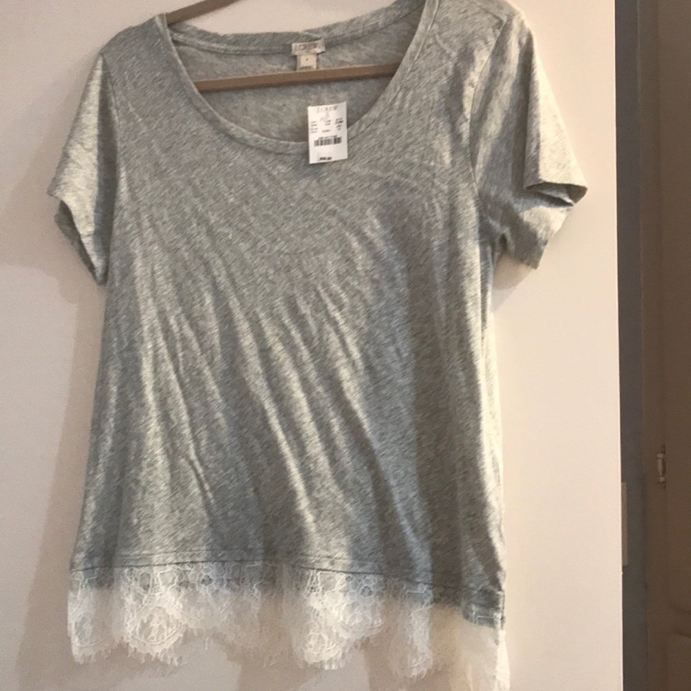 Jcrew lace trim tee
